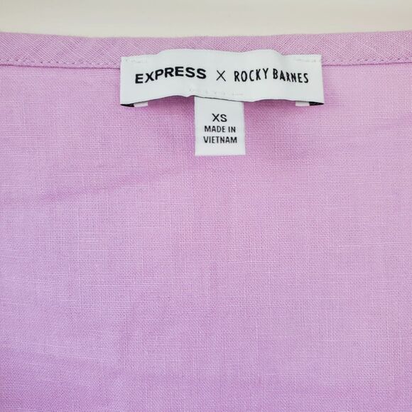 Express x Rocky Barnes Tie Front Cropped Top Lilac Purple Women's Size XS - Picture 7 of 7